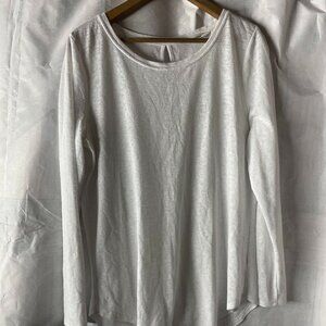 Athleta White Long Sleeve loose fitting shirt, size L